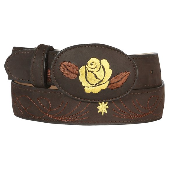 Women's Genuine Western Nubuck Embroidered Belt Floral | Cinto Vaquero Para Dama - Picture 2 of 10